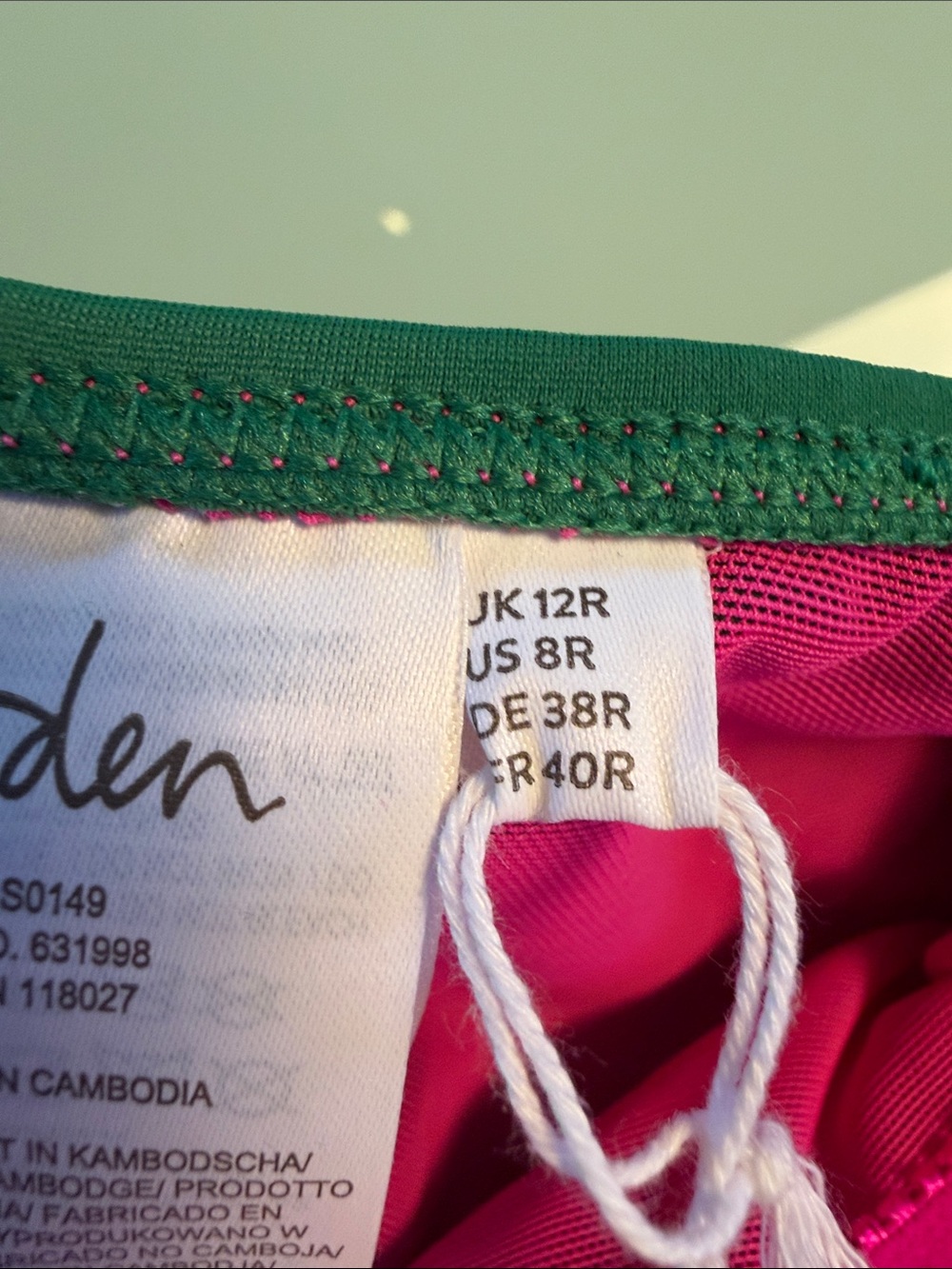 Boden Kefalonia Halterneck Swimsuit in the green and hot pink colorway. Size 8 - Picture 10 of 14